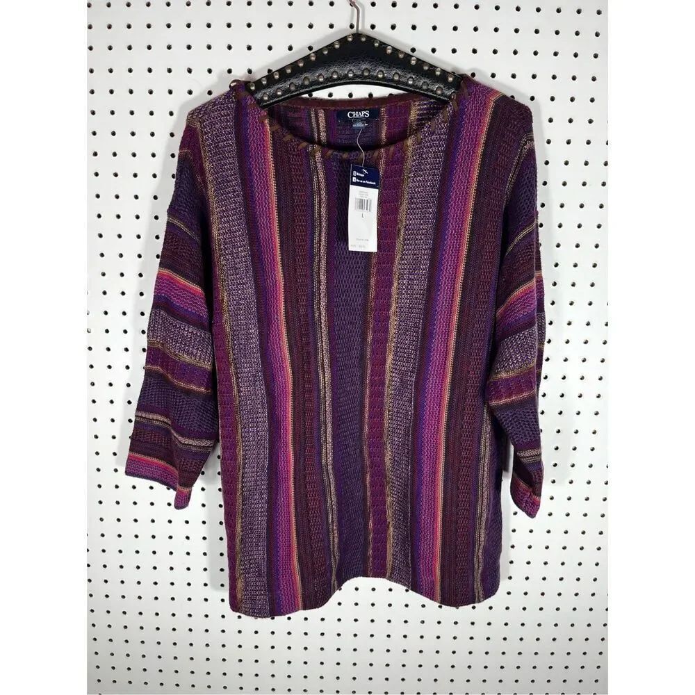 Chaps striped pullover sweater size L